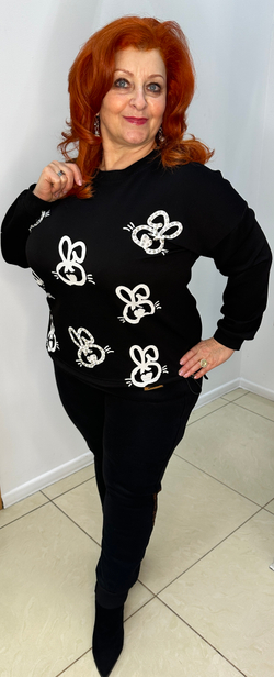 Черный лонг слив со стразовым принтом