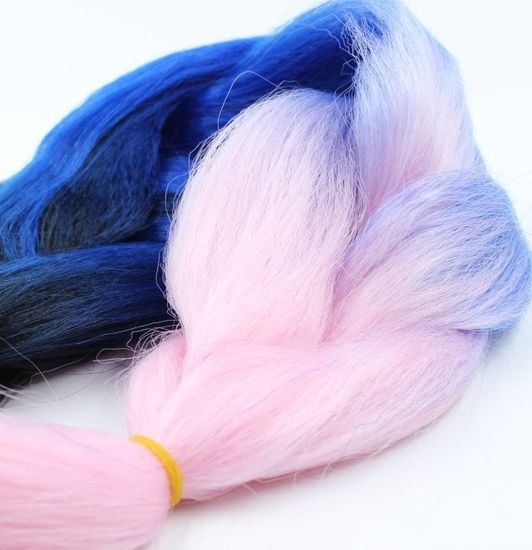 Канекалон 3-цветный 100гр 130см C04 черно сине розовый