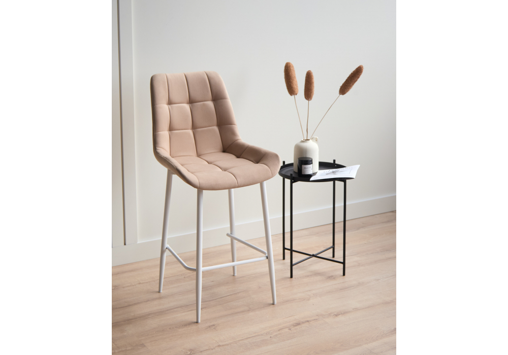 Барный стул Woodville Челси 360 бежевый (zd 210), белый np, ножки белые