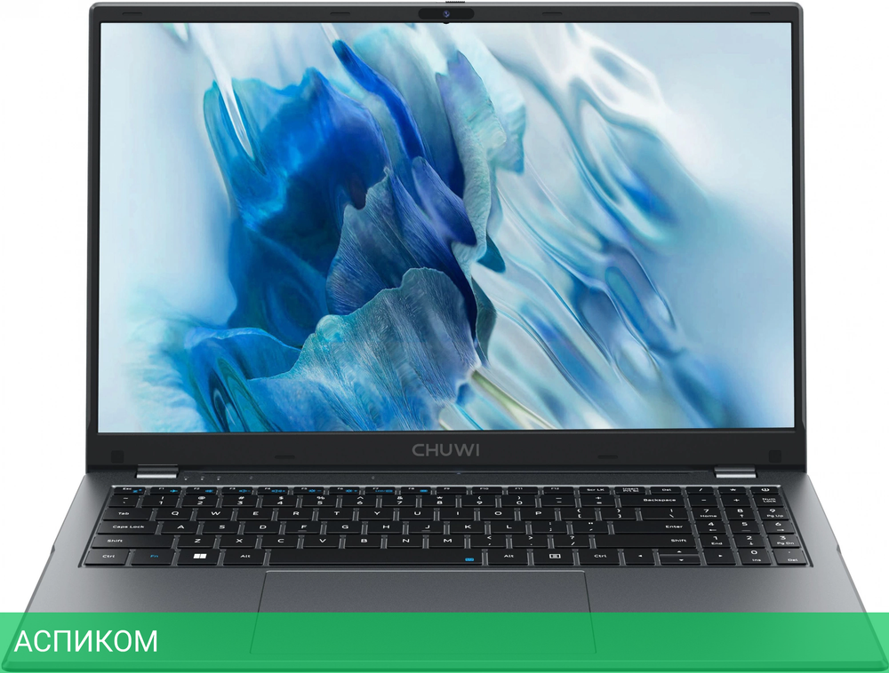 Ноутбук Chuwi GemiBook plus N-series N100 8Gb SSD256Gb Intel UHD Graphics 15.6" IPS FHD (1920x1080) Windows 11 Home grey WiFi BT Cam 5000mAh (1746273)