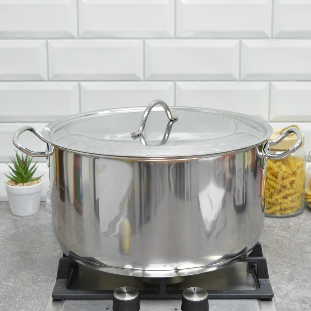 Кастрюля 12л нерж цельнотянутая, мет/кр, ТРС-3