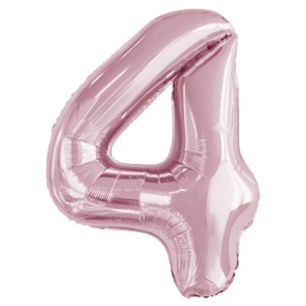 К Шар 34'' / 86 см "Цифра 4" Slim Светло розовый (БГ-60)
