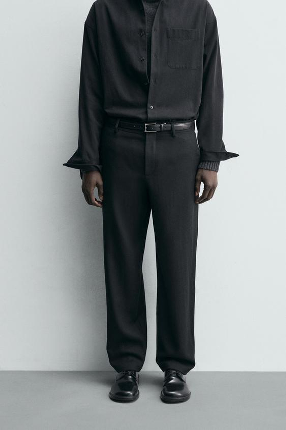 ZARA ПРЯМЫЕ БРЮКИ ИЗ 100% ШЕРСТИ, ЧЕРНЫЙ