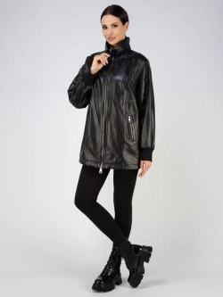 Кожаная куртка демисезонная с капюшоном