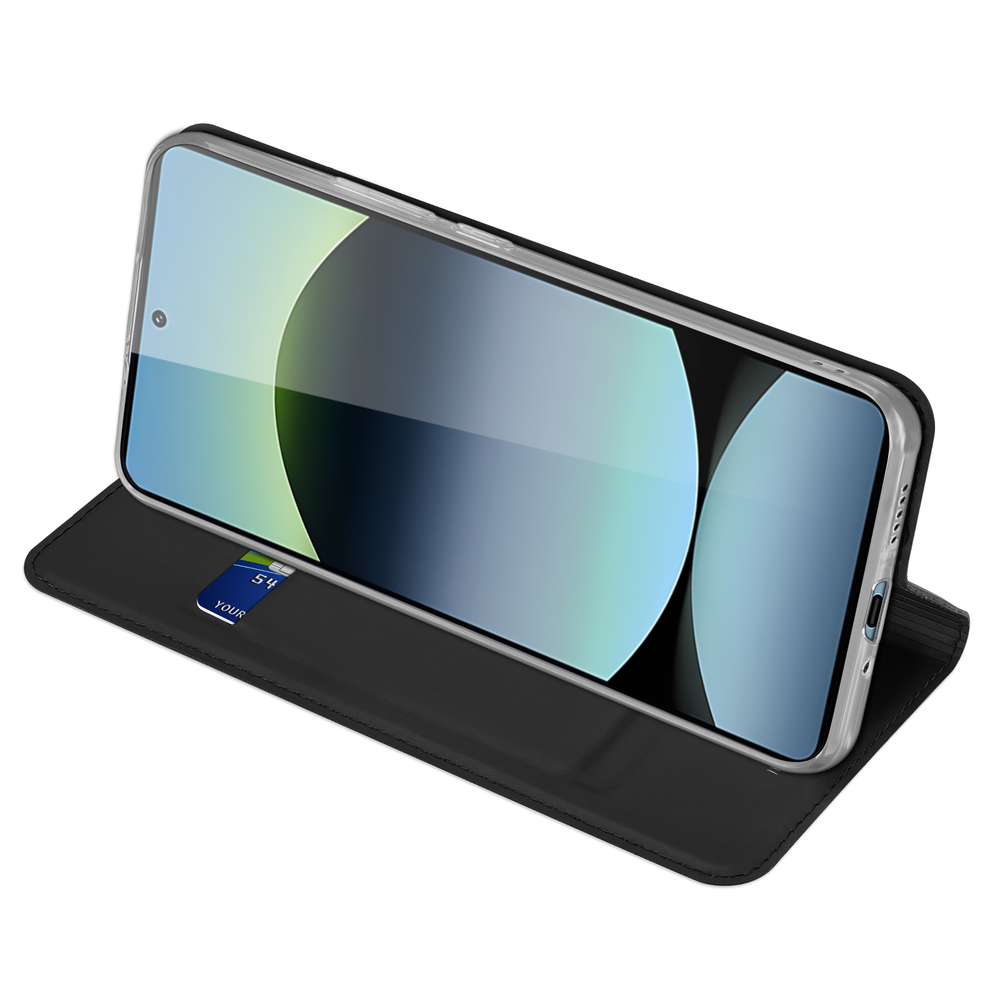 Чехол книжка из PU кожи черного цвета от Dux Ducis для Xiaomi Redmi Note 14S, серия Skin Pro Series Case