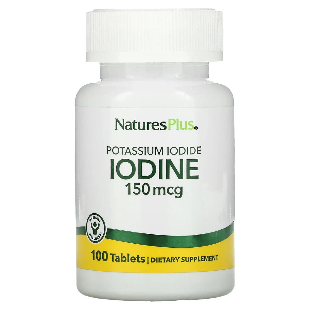 NaturesPlus, Йод, йодид калия, 150 мкг, 100 таблеток