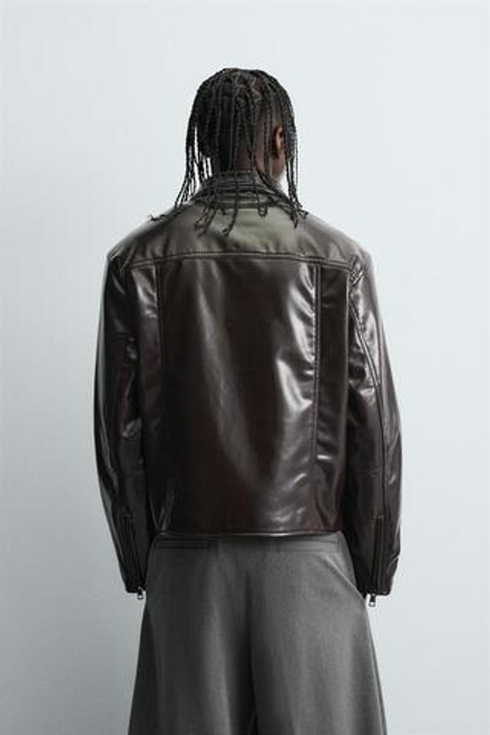 ZARA КУРТКА С ВИНИЛОВЫМ ПОКРЫТИЕМ, ВИННЫЙ