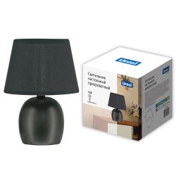 UML-B304 E14 BLACK Светильник настольный декоративный под лампу Е14. 40W. Механический выключатель. Черный. ТМ Uniel