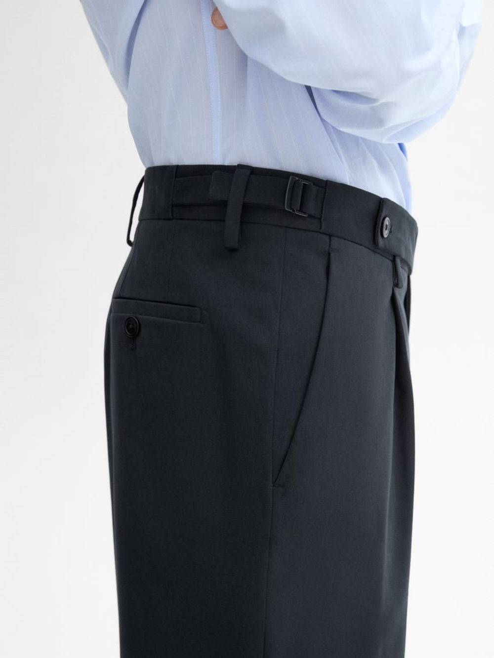 Massimo Dutti Костюмные брюки из смесового хлопка, темно-синий