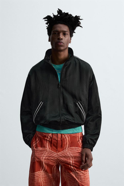 ZARA КУРТКА-БОМБЕР С ВЫШИВКОЙ© OTIS KWAME KYE QUAICOE, ЧЕРНЫЙ