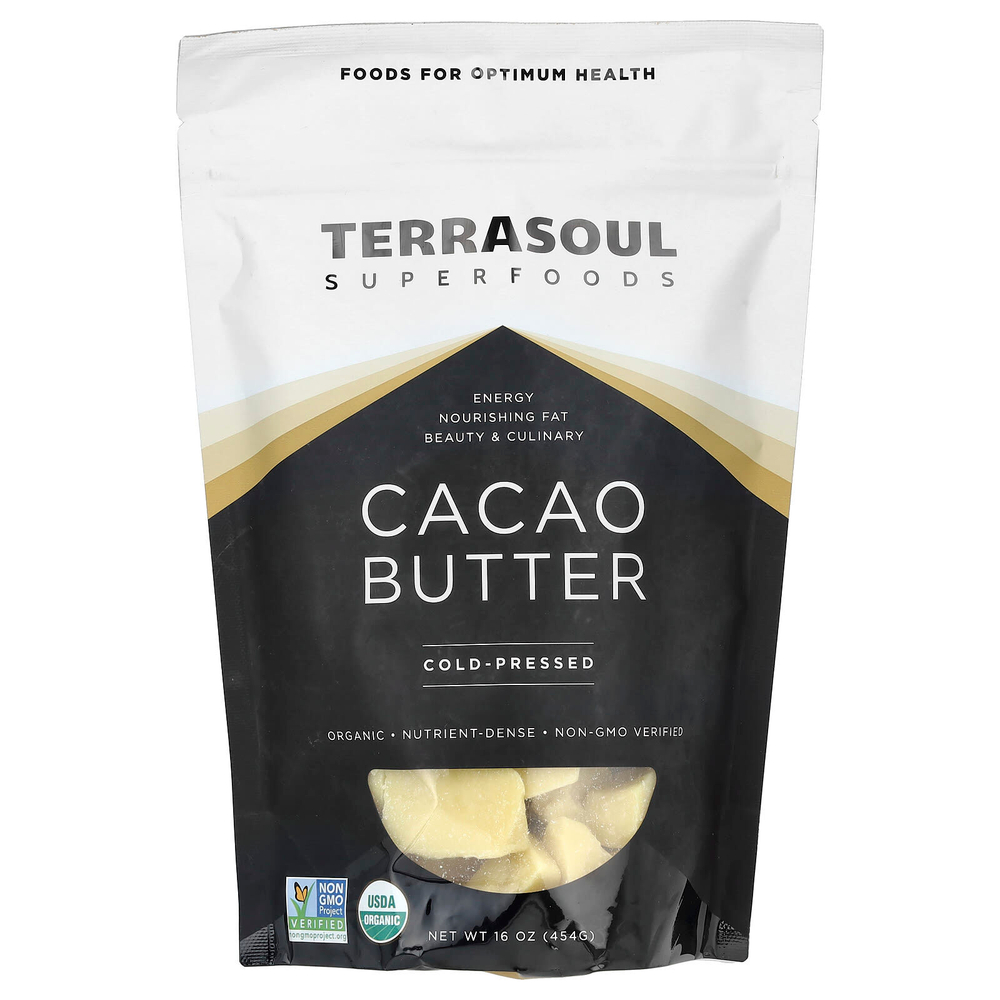 Terrasoul Superfoods, какао-масло, холодного отжима, 454 г (16 унций)