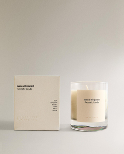 Zara Home Свеча ароматическая Lemon Bergamot 200 г, растительный воск, аромат свежий цитрусовый, Горчичный