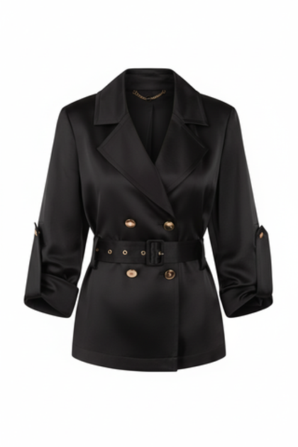 Marc Cain Жакет двубортный из атласной ткани