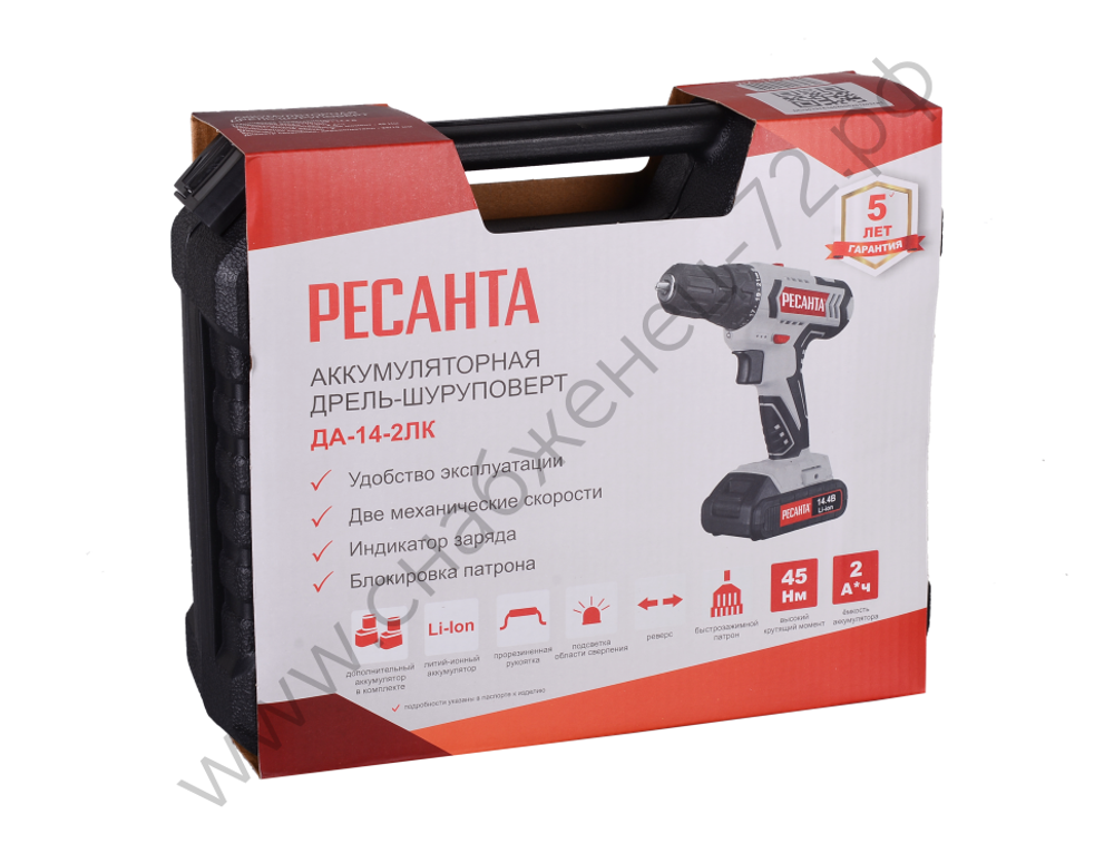 Дрель-шуруповерт аккумуляторная ДА-14-2ЛК Ресанта