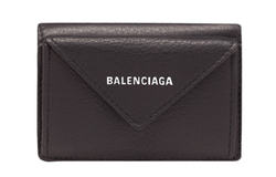 Balenciaga PAPIER Cow Leather Wallet Mini Unisex Black