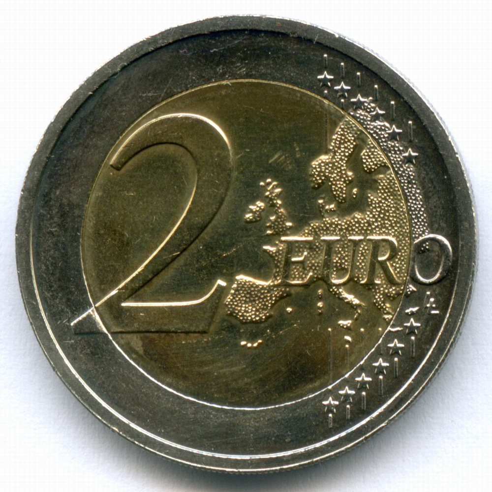 2 евро 2011 год. Люксембург. 50 лет назначения Великого герцога Жана титулом "lieutenant-représentant". Биметалл UNC