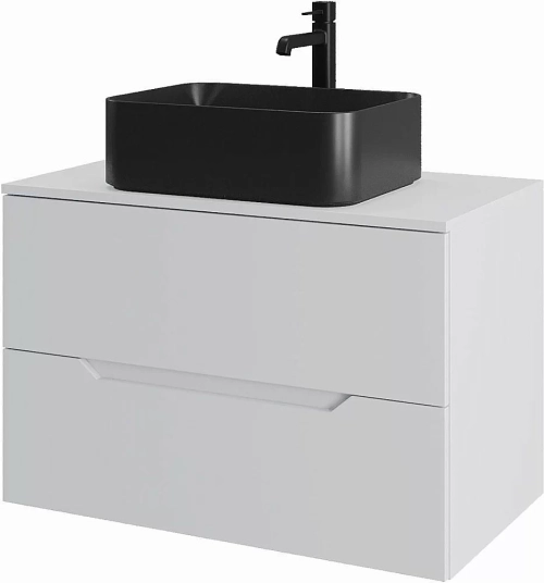 Тумба с раковиной Orange Line 80 Li-80TuwMDF+B02-460MB белый/черный