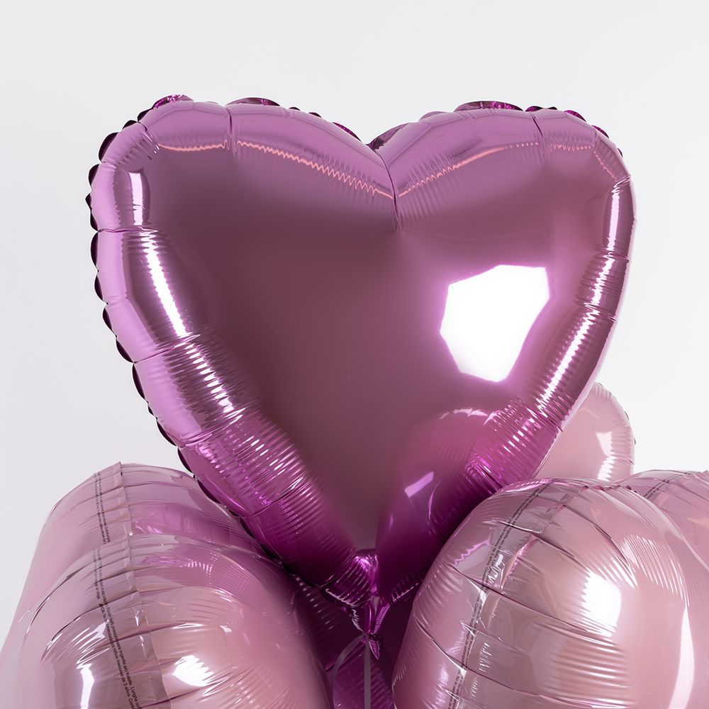 F Шар Сердце 18''/46 см, светло розовый Металлик Pink (БГ-15)  Изображение3