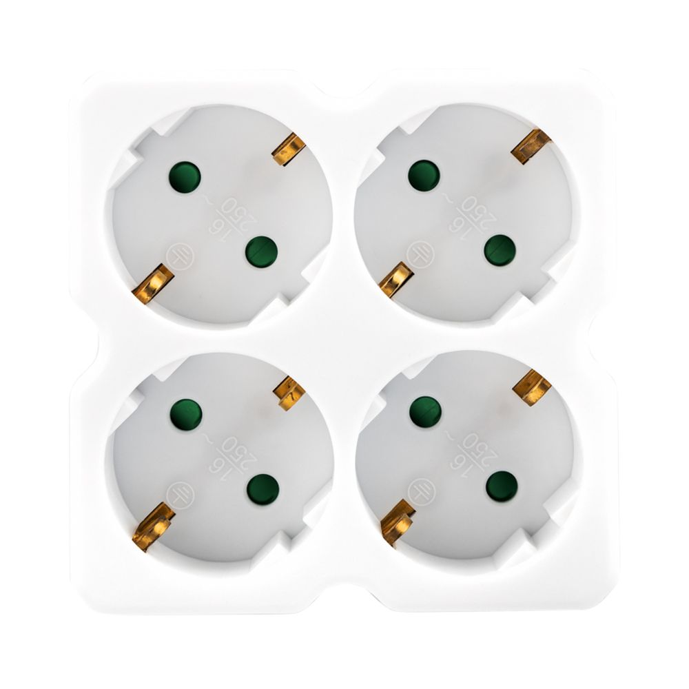 Четверник электрический 16А с/з белый REXANT