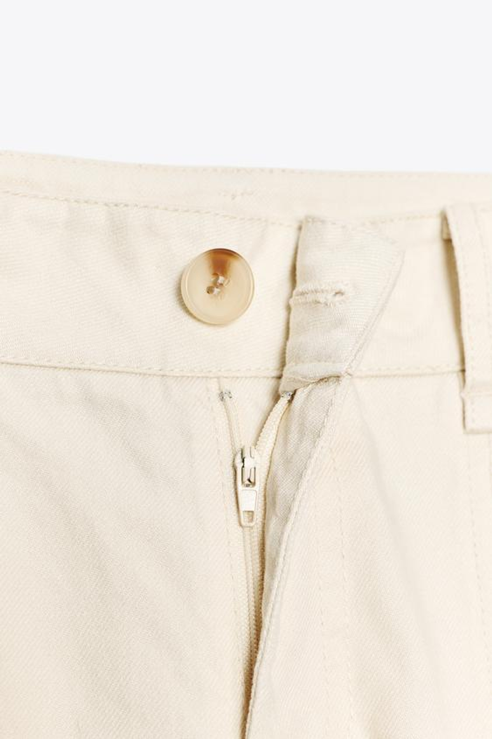 ZARA БРЮКИ С ШИРОКИМИ ШТАНИНАМИ И РЕМНЕМ, ЭКРЮ