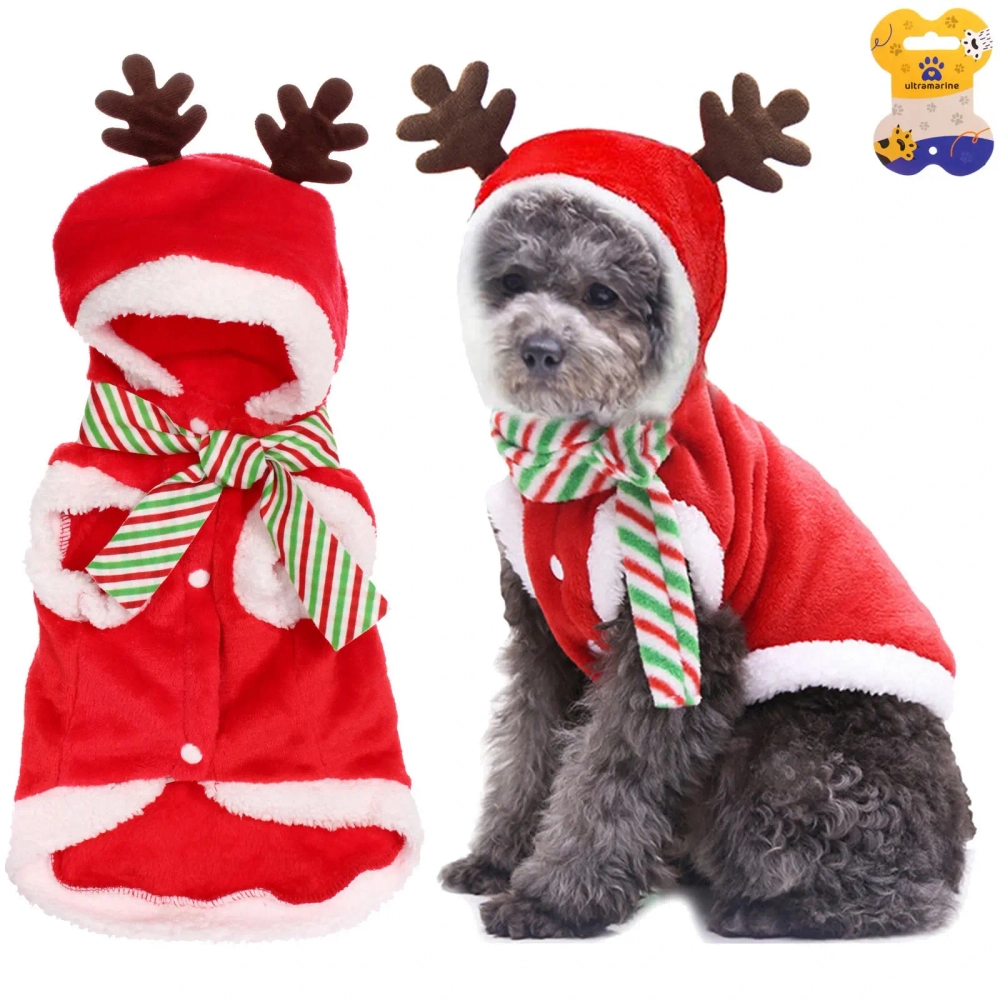 Кофта плюшевая с капюшеном для собак мелких пород «Олень Рудольф», размер M (40*30см)