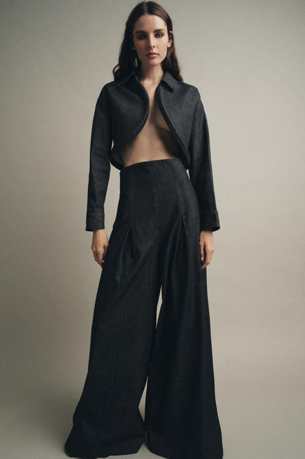 ZARA ДЖИНСЫ WIDE LEG С ОЧЕНЬ ВЫСОКОЙ ПОСАДКОЙ — ZW COLLECTION, СИНИЙ