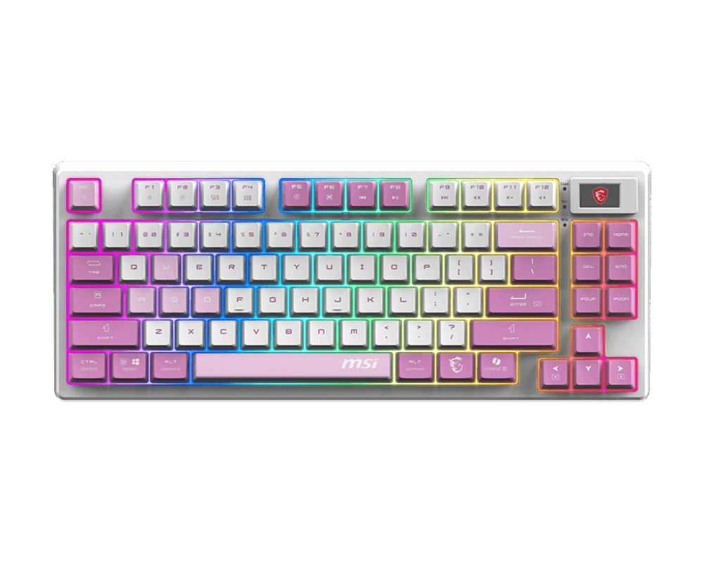 Игровая Клавиатура MSI FORGE GK600 TKL W VIOLET RU, Механическая/WIFI/BT/USB2.0/RGB/83кл/1.8м VIOLET