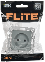 FLITE Розетка без заземления с защитными шторками безвинтовое крепление 10А РСш01-1-ФлС серый IEK