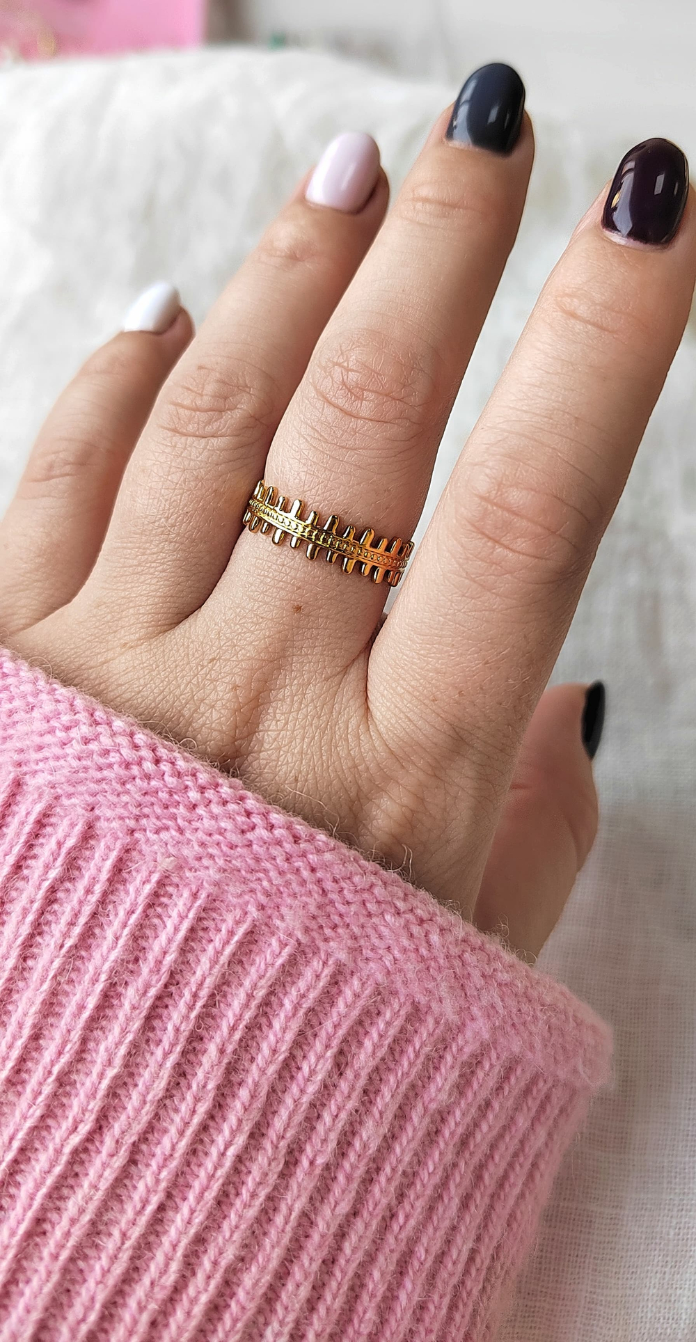 kst007-з Кольцо "Заборчик" 6мм разъемное, нерж. сталь, позолота