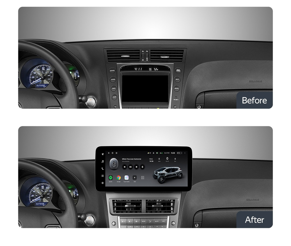 Магнитола для Lexus GS S190 2005-2012 - Carmedia KP-1252 монитор 12.3" в стиле MERCEDES на Android 11, CarPlay, 4G SIM-слот