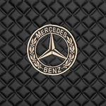 Ковры MERCEDES Actros MP3 (автомат) с шахтой (экокожа, черный, бежевый кант, бежевая вышивка)