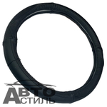 Оплетка на руль круглая Coolpart MAXIMAL (38*38) НАТУР КОЖА черный/черный FX09-BL-BL