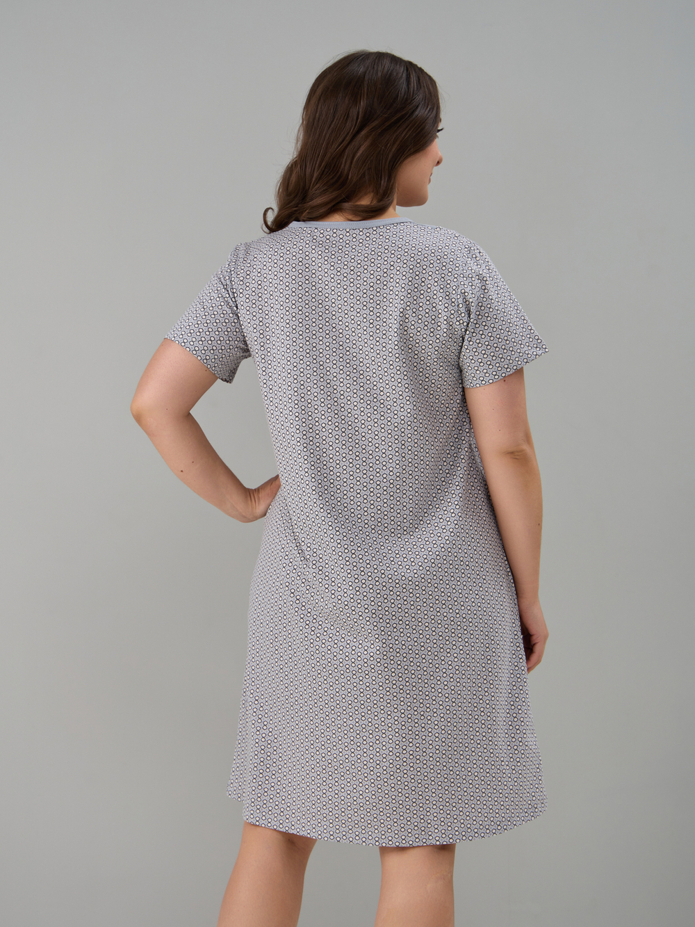 Ночная сорочка С-018/серый-экрюгорошки