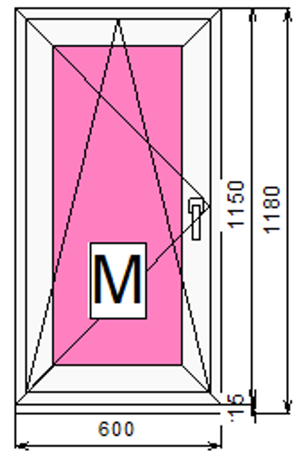 Пластиковое окно с поворотно-откидной створкой 1150 х 600 ТермА Эко + Москитная сетка