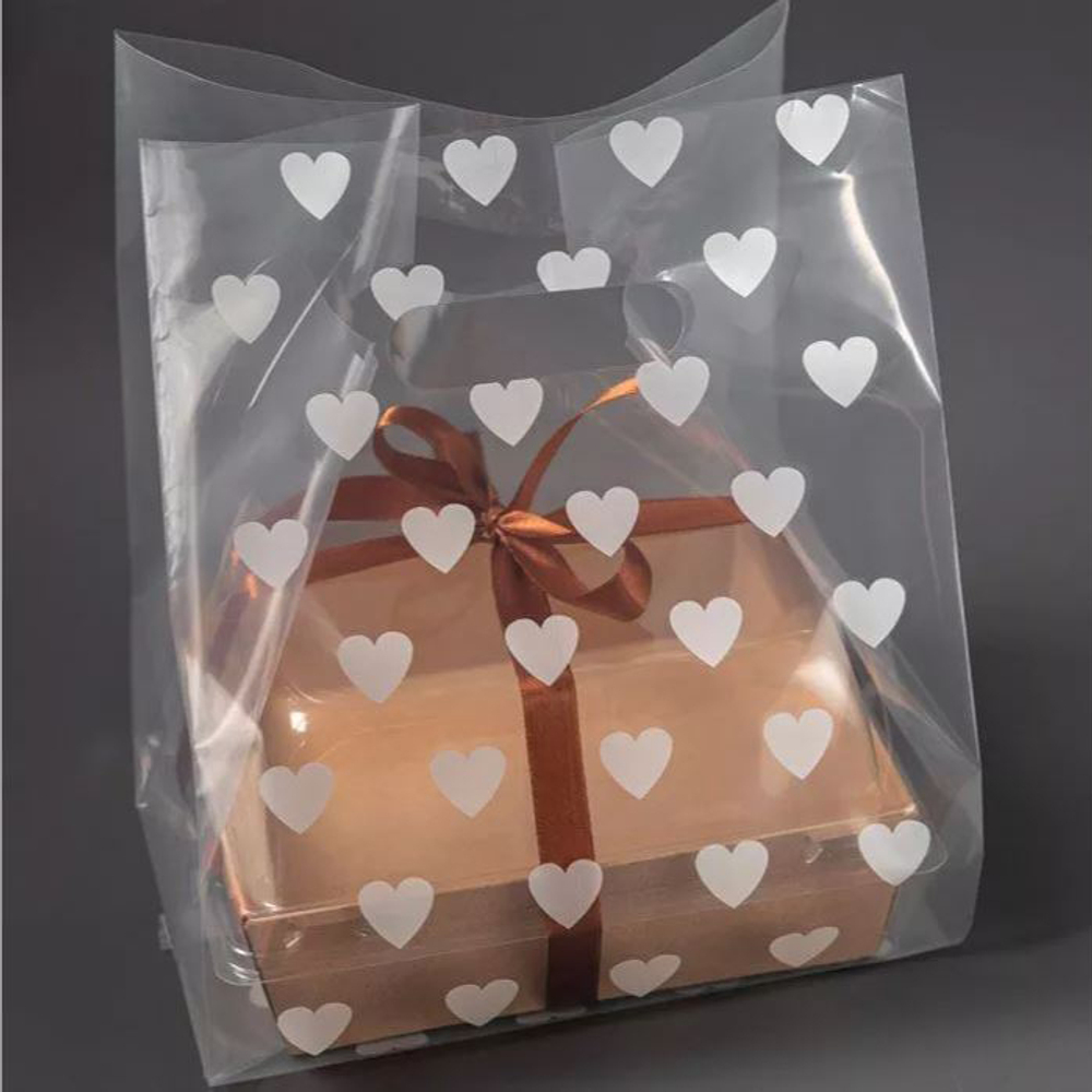 Пакет для бенто прозрачный "Сердца" 25*16*35 см