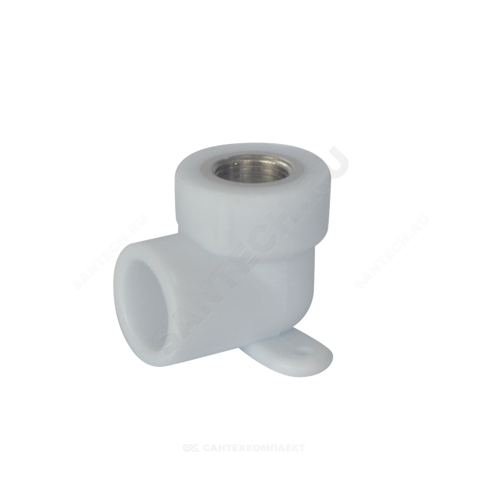 Угольник PP-R комбинированный белый Дн 25х1/2" ВР с креплением PRO VALFEX 10120025-PRO