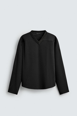 ZARA ФУТБОЛКА СВОБОДНОГО КРОЯ, ЧЕРНЫЙ