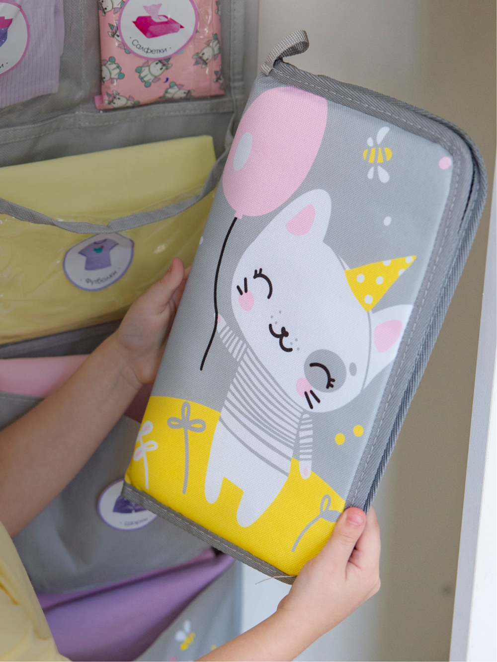 Набор для детского сада: кармашек, коврик, мешок. Котик