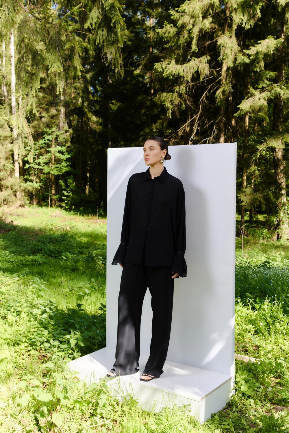 Рубашка из шифона с принтом