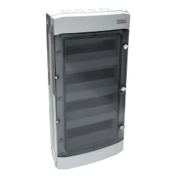 N48-D Щит электрический распределительный навесной с пластиковой полупрозрачной дверцей на 48 модулей IP65 TEHNOPLAST