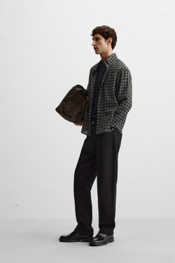 ZARА РУБАШКА В КЛЕТКУ, БЕЛЫЙ/ЧЕРНЫЙ