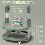 Стульчик для кормления, ходунки, качели 5в1 Bubago William зеленый