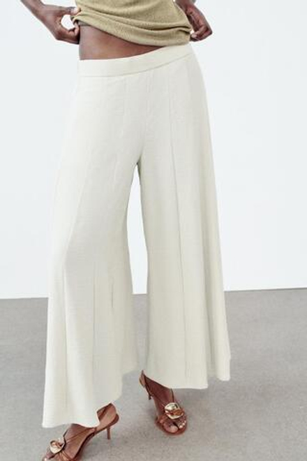 ZARA ШИРОКИЕ БРЮКИ, ЭКРЮ