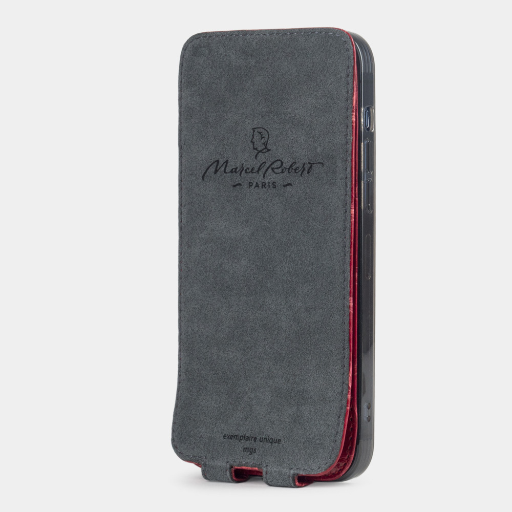 Чехол для iPhone 14 Pro Max из кожи крокодила, красного цвета