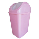 Контейнер для мусора с плавающей кр. "Слим" 35л розовый перламутр - белый