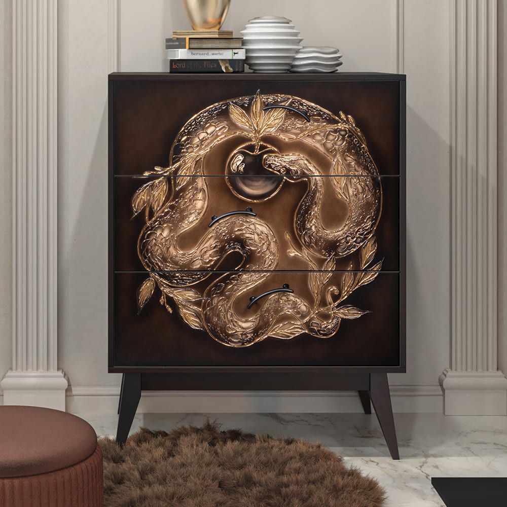 Комод Яблоко Евы с 3 ящиками Каштан