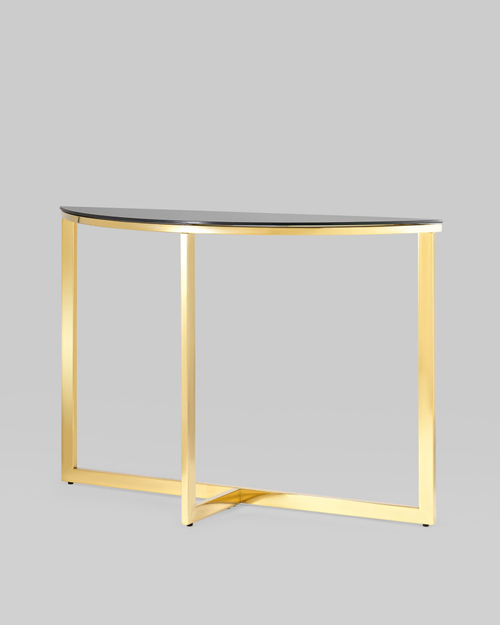 Консоль полукруглая АЛЬБА 115*30 золото стекло черное