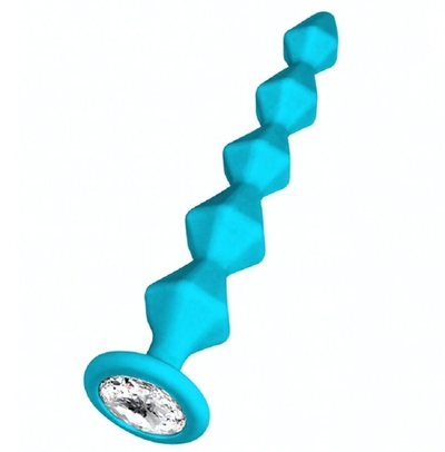 Анальная цепочка с кристаллом Baddy бирюзовый 17,7 см