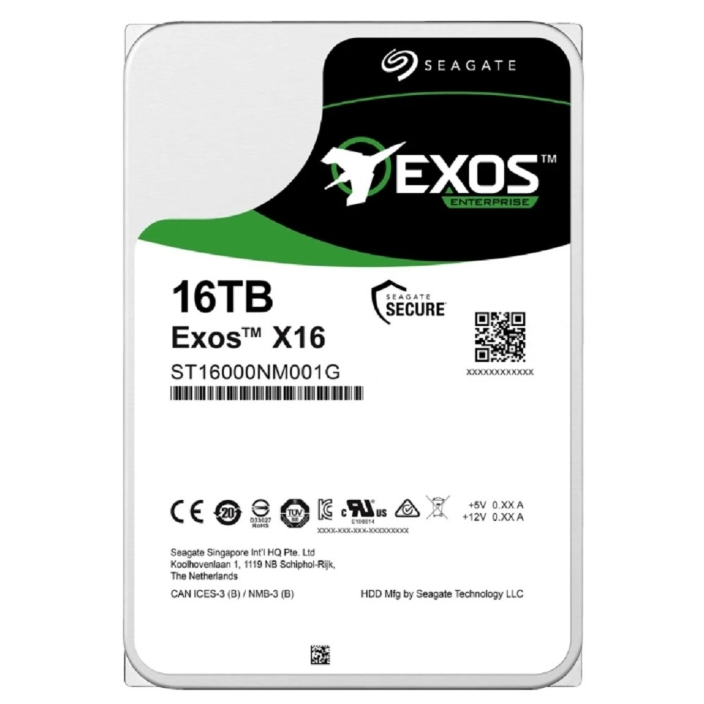 HDD жесткий диск 16TB Seagate Exos X16 (ST16000NM001G-FR) (SATA 6Gb/s, 7200 rpm, 256mb buffer, 3.5") RECERTIFIED