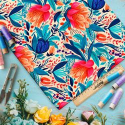 Ткань Ниагара Софт цветочная иллюстрация